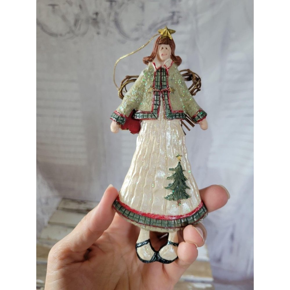 Kurt Adler angel skirt‎ cherub wooden large ornamen